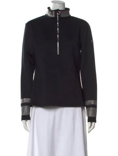 Pre-owned Fusalp Mock Neck Long Sleeve Top In Black