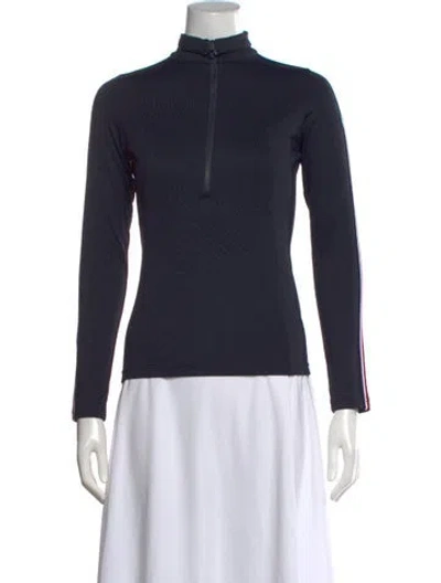 Pre-owned Fusalp Mock Neck Long Sleeve Top In Blue