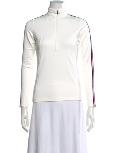 Pre-owned Fusalp Mock Neck Long Sleeve Top In White