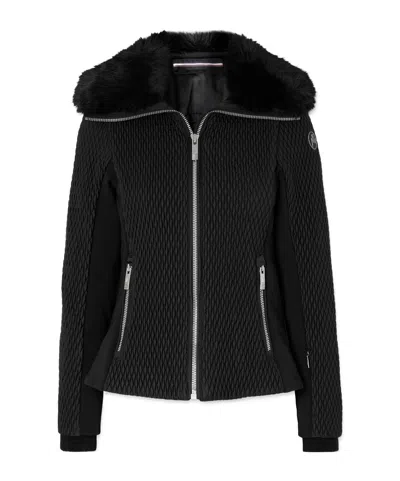 Fusalp Montana Plush-trimmed Paneled Quilted Padded Ski Jacket In Black