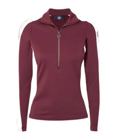 Fusalp Striped Form-fitting Stretch Base Layer Top In Red