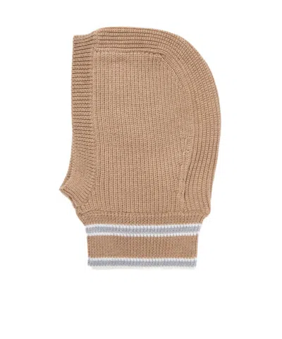 Fusalp Striped Ribbed Wool Balaclava In Brown