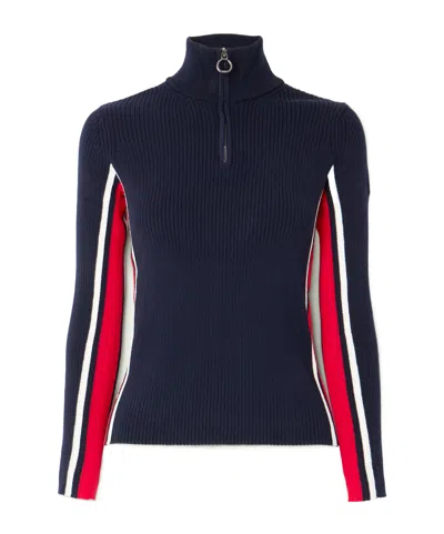Fusalp Deltanao Striped Ribbed-knit Half-zip Sweater In Blue