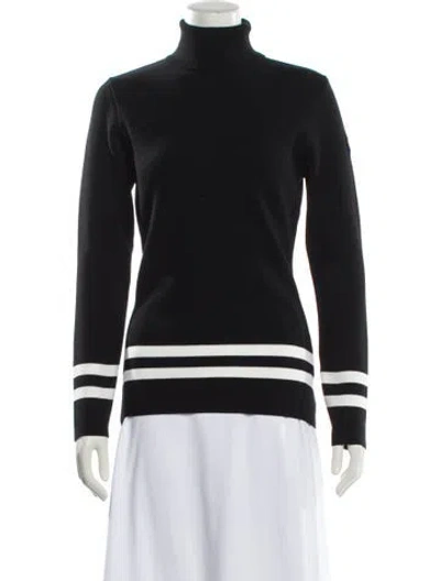 Pre-owned Fusalp Striped Turtleneck Sweater In Black