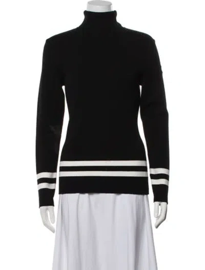 Pre-owned Fusalp Striped Turtleneck Sweater In Black