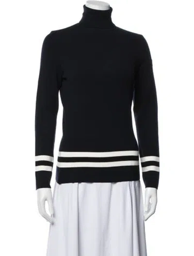 Pre-owned Fusalp Striped Turtleneck Top In Blue