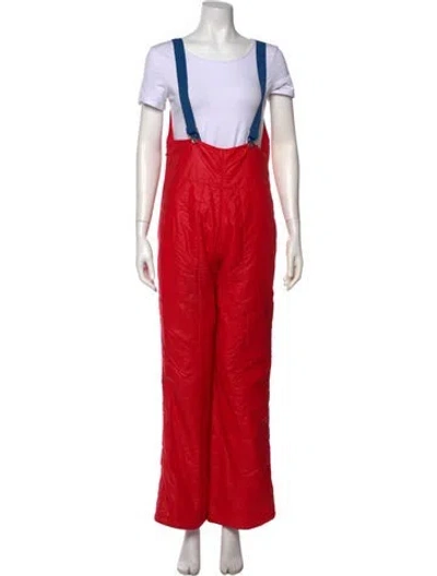 Pre-owned Fusalp Vintage Square Neckline Jumpsuit In Red