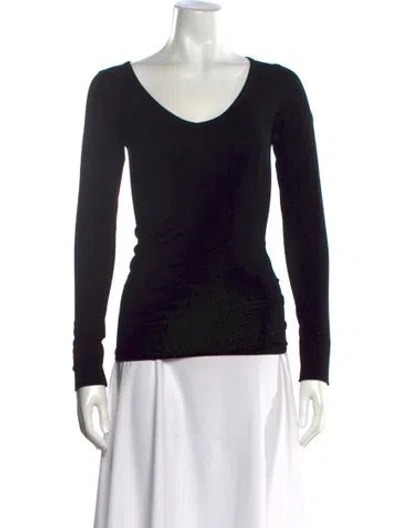 Pre-owned Fusalp V-neck Long Sleeve Top In Black