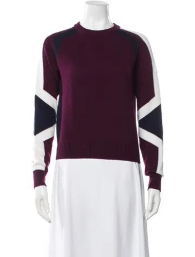 Pre-owned Fusalp Wool Colorblock Pattern Sweater In Burgundy