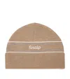 Fusalp Wool Stripe Logo Beanie In Sand