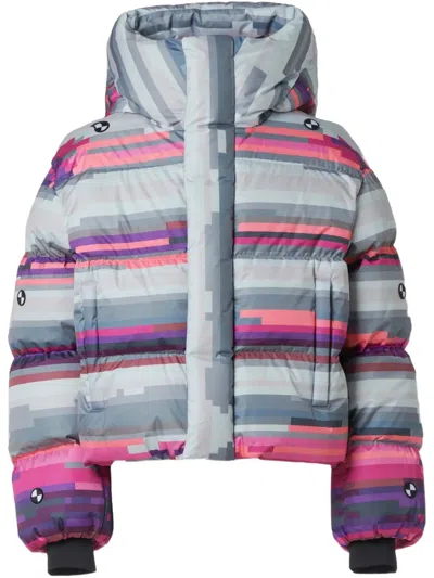 Fusalp X Crosby Studios Rayure-pixel Puffer Jacket In Grey
