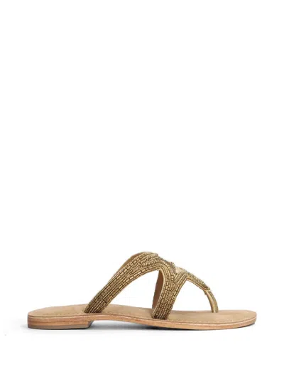 Fusion Bead-embellished Sandals In Brown