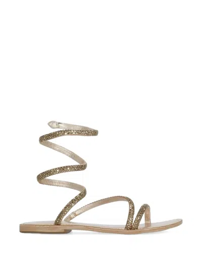 Fusion Crystal-embellished Wrap-around Sandals In Brown