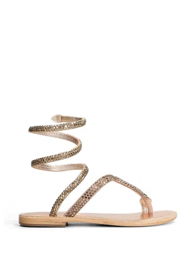 Fusion Crystal-embellished Wrap-around Sandals In Neutral