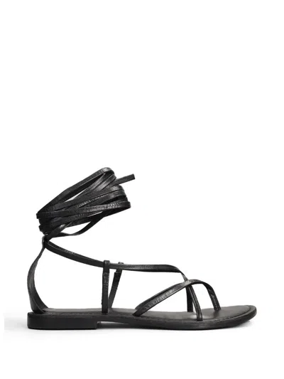 Fusion Lace-up Strappy Sandals In Black
