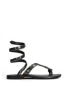 Fusion Snake-effect Wrap-around Sandals In Black