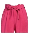 FUTUR3 FUTUR3 WOMAN SHORTS & BERMUDA SHORTS MAGENTA SIZE S VISCOSE, LINEN