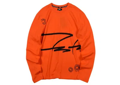 Pre-owned Futura Laboratories Men's  Signature Long Sleeve Tee Shirt In Orange