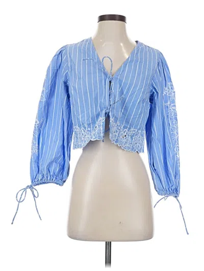 Pre-owned Future Collective 3/4 Sleeve Blouse In Blue