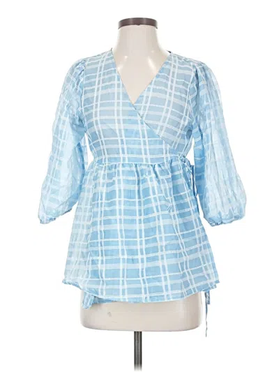 Pre-owned Future Collective 3/4 Sleeve Blouse In Blue