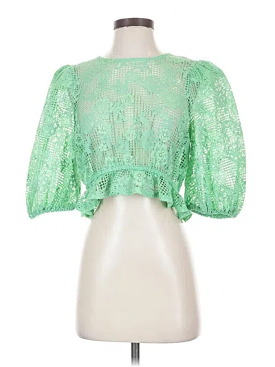 Pre-owned Future Collective 3/4 Sleeve Blouse In Green