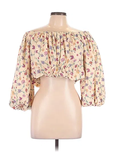 Pre-owned Future Collective 3/4 Sleeve Blouse In Tan