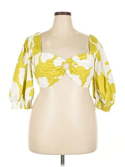 Pre-owned Future Collective 3/4 Sleeve Blouse In Yellow