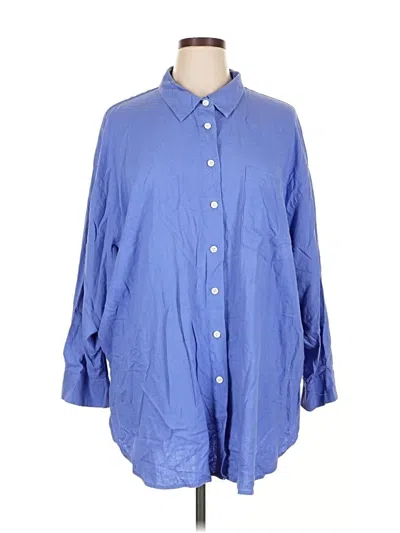 Pre-owned Future Collective 3/4 Sleeve Button Down Shirt In Blue