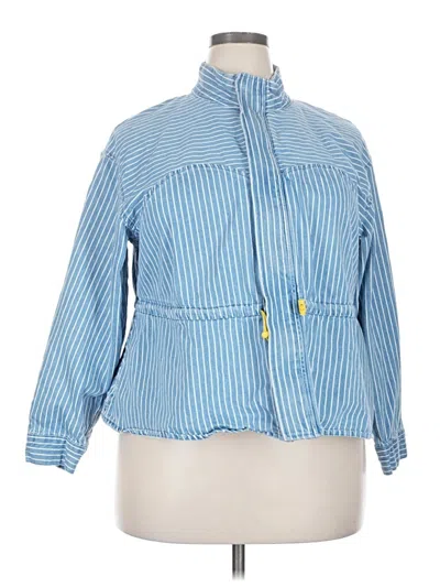 Pre-owned Future Collective 3/4 Sleeve Button Down Shirt In Blue