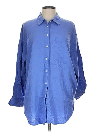 Pre-owned Future Collective 3/4 Sleeve Button Down Shirt In Blue