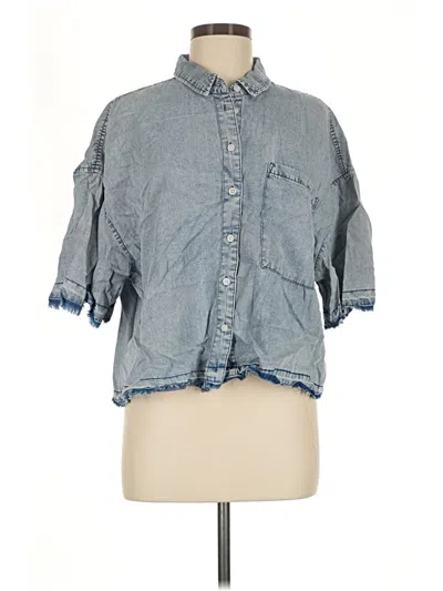 Pre-owned Future Collective 3/4 Sleeve Button Down Shirt In Blue