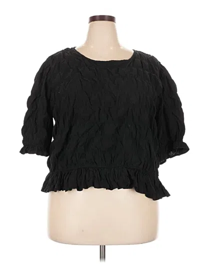 Pre-owned Future Collective 3/4 Sleeve Top Black Square Neckline Tops