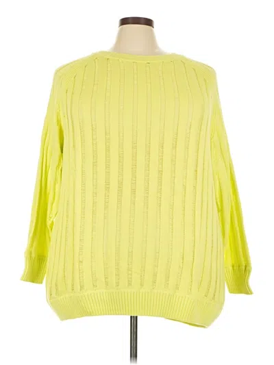Pre-owned Future Collective 3/4 Sleeve Top Yellow Boatneck Tops