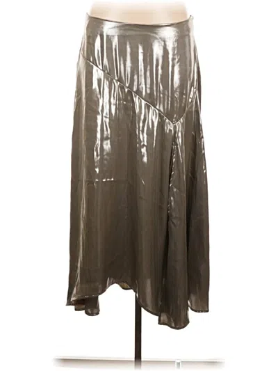 Pre-owned Future Collective Faux Leather Skirt In Silver