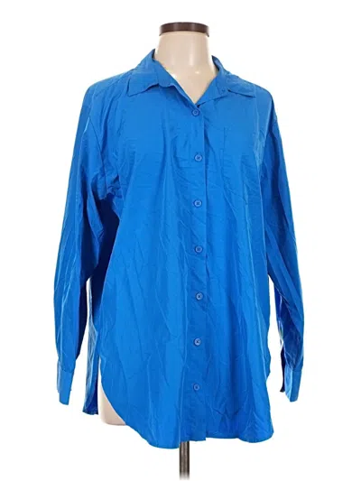 Pre-owned Future Collective Long Sleeve Blouse In Blue