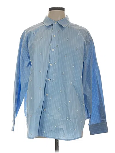 Pre-owned Future Collective Long Sleeve Button Down Shirt In Blue