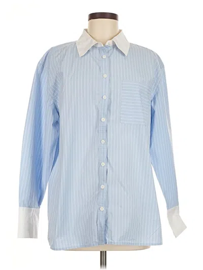 Pre-owned Future Collective Long Sleeve Button Down Shirt In Blue