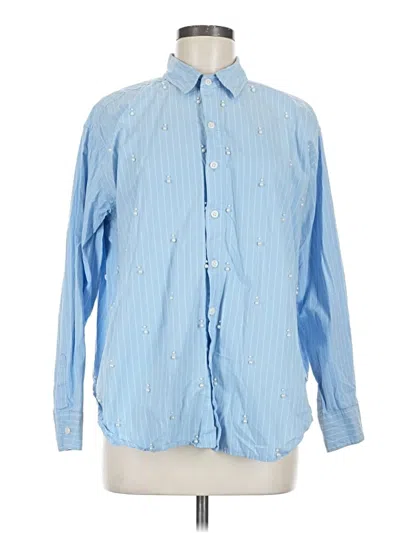 Pre-owned Future Collective Long Sleeve Button Down Shirt In Blue