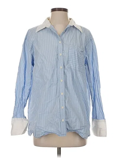 Pre-owned Future Collective Long Sleeve Button Down Shirt In Blue