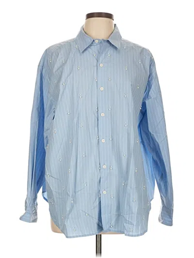 Pre-owned Future Collective Long Sleeve Button Down Shirt In Blue