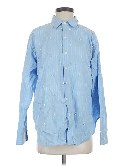 Pre-owned Future Collective Long Sleeve Button Down Shirt In Blue