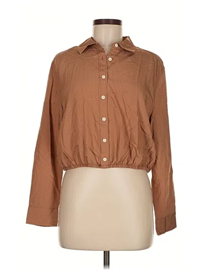 Pre-owned Future Collective Long Sleeve Button Down Shirt In Brown