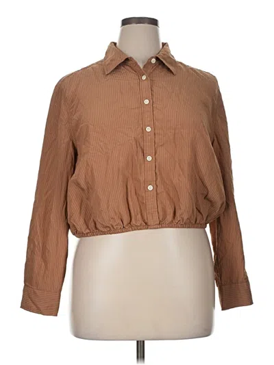 Pre-owned Future Collective Long Sleeve Button Down Shirt In Brown