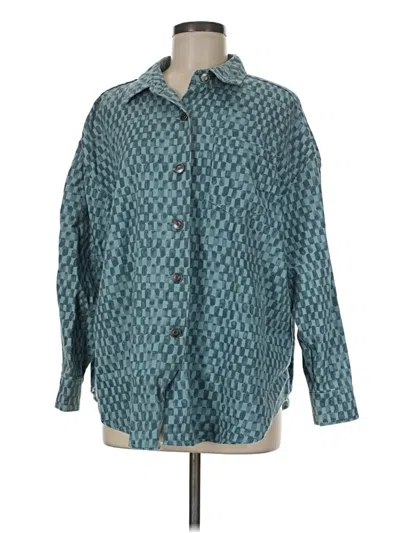 Pre-owned Future Collective Long Sleeve Button Down Shirt In Teal