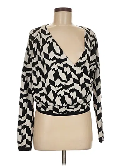 Pre-owned Future Collective Long Sleeve Top Ivory Plunge Neckline Tops