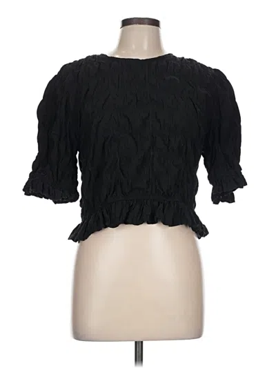 Pre-owned Future Collective Short Sleeve Blouse In Black