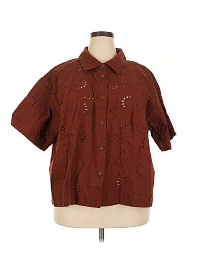 Future Collective Short Sleeve Blouse In Brown