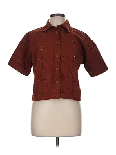 Pre-owned Future Collective Short Sleeve Blouse In Brown