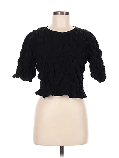 Pre-owned Future Collective Short Sleeve Top Black Ruffles Neckline Tops