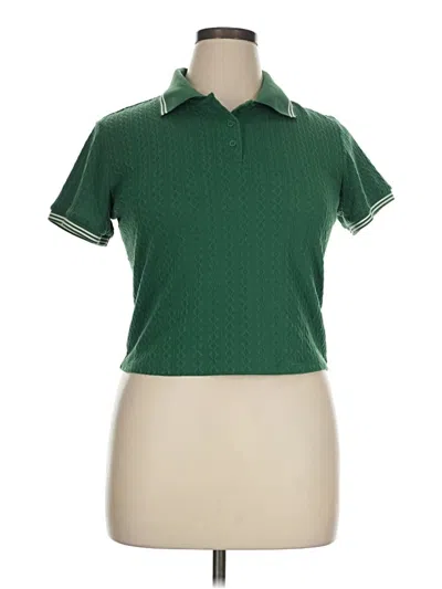 Pre-owned Future Collective Short Sleeve Top Green Collared Neckline Tops